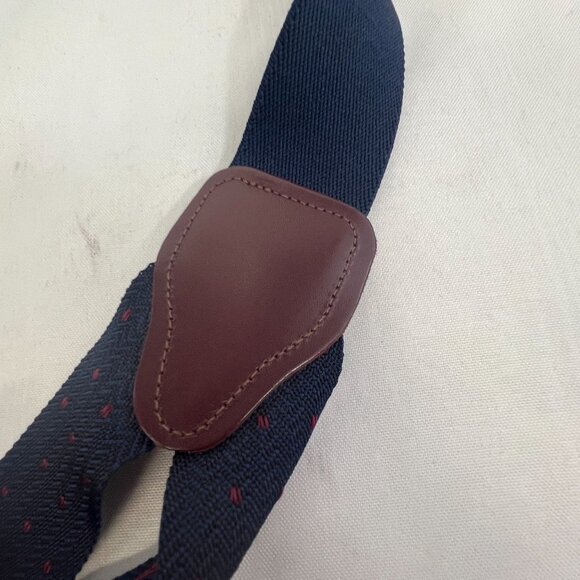 Pelican USA Men's Adjustable Navy Blue Elastic Suspenders Polka Dot Brass Clips - Picture 5 of 14